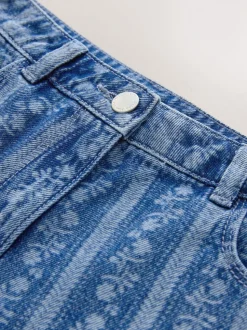bleu foncé - Shorts Denim Fleuris (3-16ans)