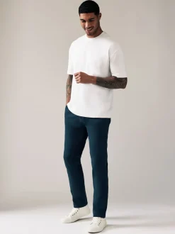 Bleu foncé - Slim Fit (Slim Fit) - Pantalon chino stretch