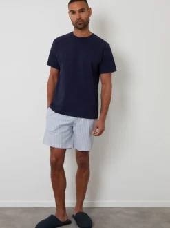 bleu foncé - Threadbare pyjama short texturé 100% coton