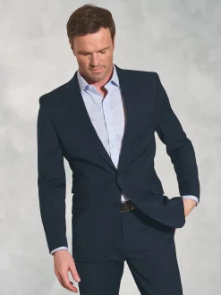 Bleu foncé - Veste de costume habillé lavable en laine mélangée Brook Taverner