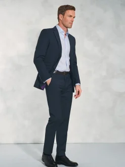 Bleu foncé - Veste de costume habillé lavable en laine mélangée Brook Taverner