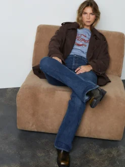 Bleu foncé de denim - Jean bootcut authentique Milieu