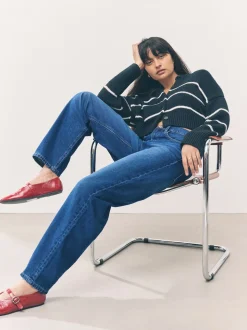 Bleu foncé de denim - Jean jambe barillet