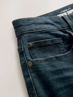 Bleu foncé lavé - Jeansextensible classique coupe fuselée régulière