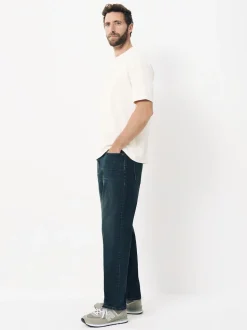 Bleu foncé lavé - Jeansextensible classique coupe fuselée régulière