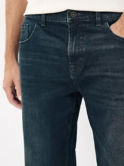 Bleu foncé lavé - Jeansextensible classique coupe fuselée régulière