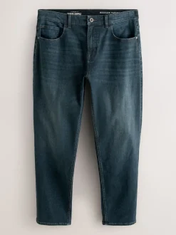 Bleu foncé lavé - Jeansextensible classique coupe fuselée régulière