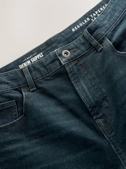 Bleu foncé lavé - Jeansextensible classique coupe fuselée régulière