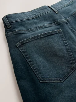 Bleu foncé lavé - Jeansextensible classique coupe fuselée régulière