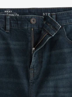 Bleu foncé lavé - Straight Fit Classic Jeans extensibles