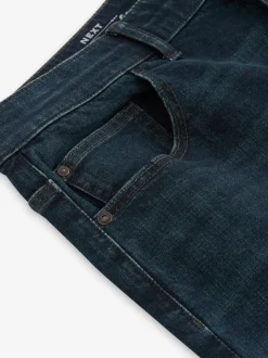 Bleu foncé lavé - Straight Fit Classic Jeans extensibles