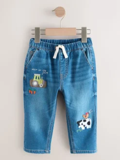 Bleu foncé Personnage Ferme - Jean ample à enfiler (3mois-7ans)