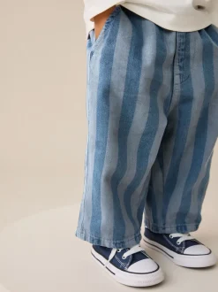 Bleu foncé rayé - Pantalon large à enfiler (3mois-7ans)