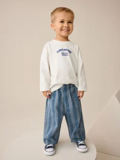 Bleu foncé rayé - Pantalon large à enfiler (3mois-7ans)