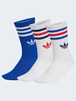 Bleu Foncé/Blanc - Col rond - adidas Originals 3-Rayures Chaussettes Col rond 3 paires