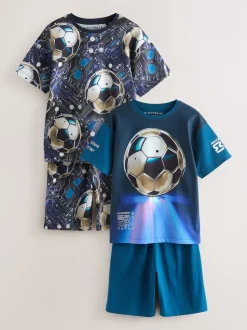 Bleu Football - Pyjama court 2 Pack (3-16ans)