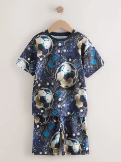 Bleu Football - Pyjama court 2 Pack (3-16ans)