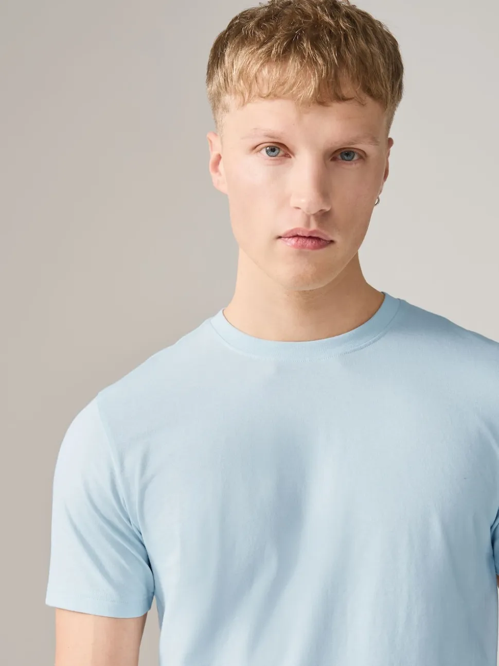 Bleu glace - Slim Fit (Slim Fit) - T-shirt Essential Col rond en coton