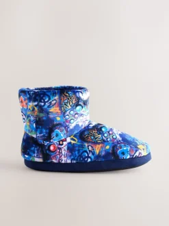 Bleu Graffiti Gamer - Bottines chaussons confortables