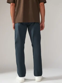Bleu Gris Moyen - Ajustement droit - Pantalon chino stretch