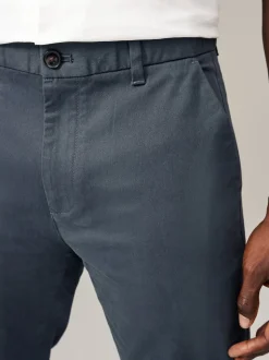 Bleu Gris Moyen - Slim Fit (Slim Fit) - Pantalon chino stretch