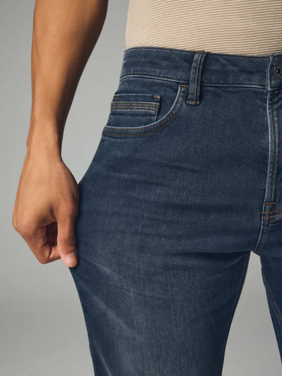 Bleu Gris Vintage - Slim Fit (Slim Fit) - Jeans stretch de confort