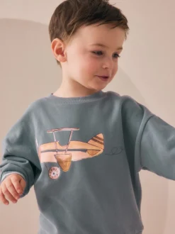 Bleu imprimé avion - Ensemble Sweat-shirt et Survêtement (3mois à7ans)