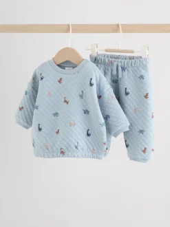 Bleu imprimé dinosaure - Ensemble sweat matelassé et survêtement Bébé (0mois à2ans)