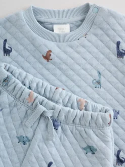 Bleu imprimé dinosaure - Ensemble sweat matelassé et survêtement Bébé (0mois à2ans)