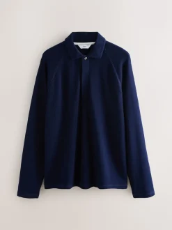 Bleu indigo - Manches longues - Polo texturé à manches longues gaufré