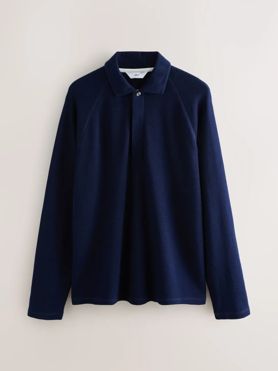 Bleu indigo - Manches longues - Polo texturé à manches longues gaufré