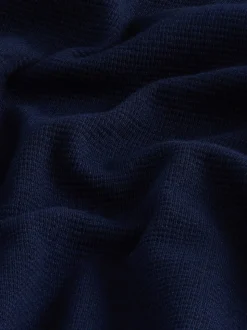Bleu indigo - Manches longues - Polo texturé à manches longues gaufré