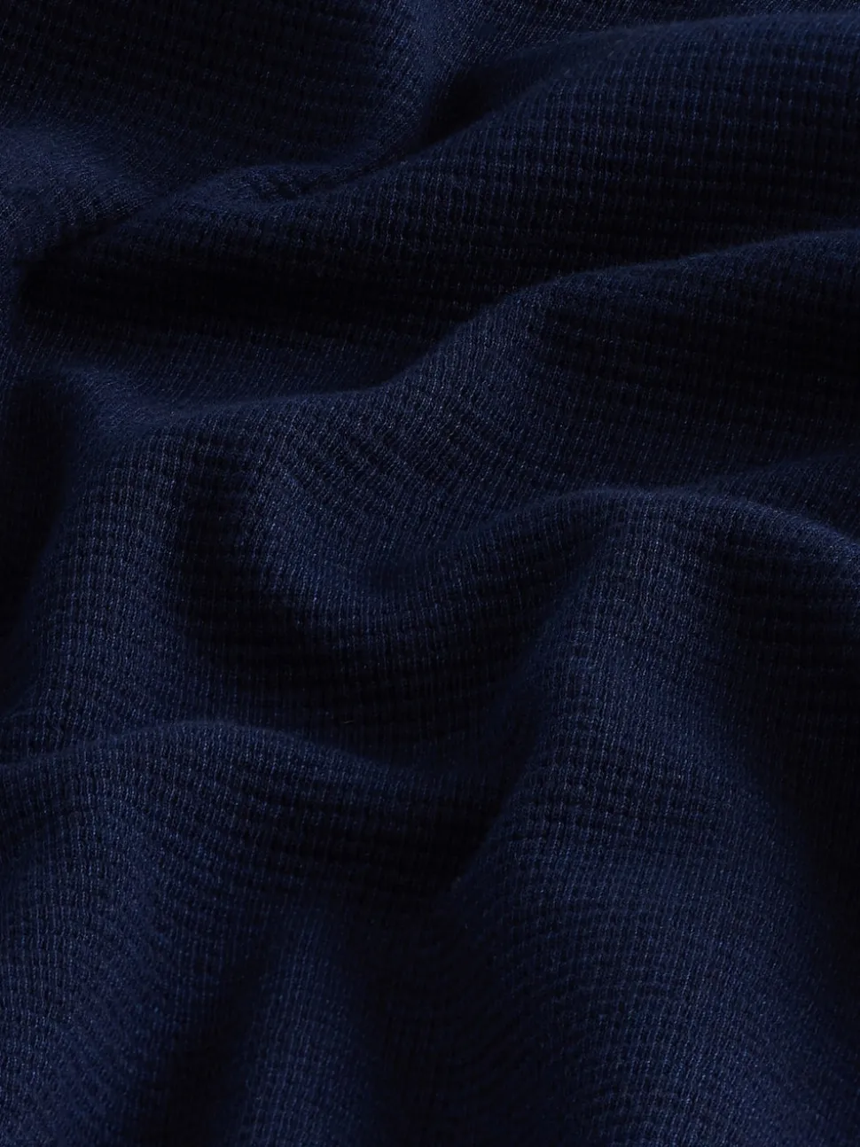 Bleu indigo - Manches longues - Polo texturé à manches longues gaufré