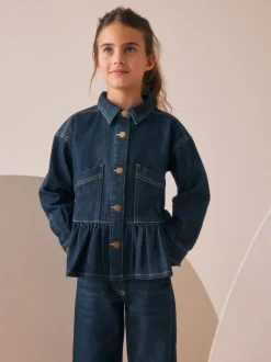 Bleu indigo - Veste en jean à ourlet péplum (3-16ans)