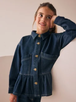 Bleu indigo - Veste en jean à ourlet péplum (3-16ans)