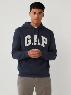 Bleu marine - À enfiler - Sweat à capuche doublé en polaire avec logo Gap