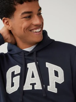 Bleu marine - À enfiler - Sweat à capuche doublé en polaire avec logo Gap