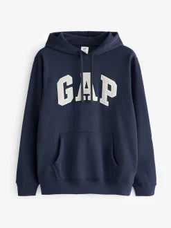 Bleu marine - À enfiler - Sweat à capuche doublé en polaire avec logo Gap