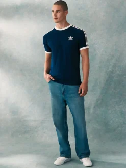 Bleu marine - adidas originals Adicolor Classics 3-T-shirt Rayure