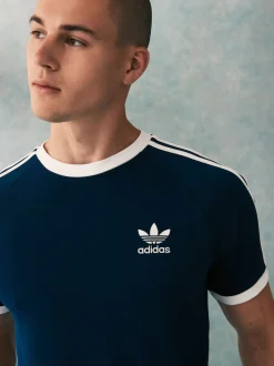 Bleu marine - adidas originals Adicolor Classics 3-T-shirt Rayure