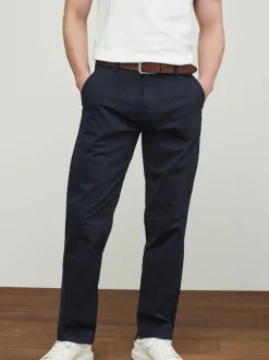 Bleu marine - Ajustement droit - Pantalons chino à ceinture doux au toucher