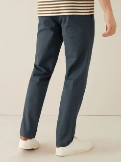 Bleu marine - Ajustement droit - Pantalon chino doux imprimé à ceinture