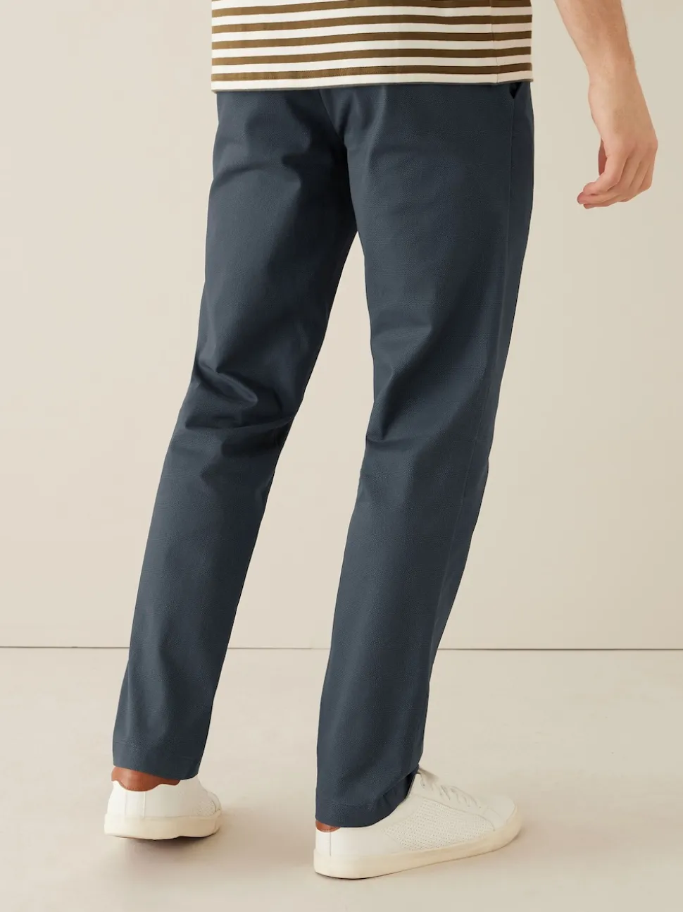 Bleu marine - Ajustement droit - Pantalon chino doux imprimé à ceinture
