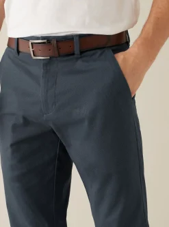 Bleu marine - Ajustement droit - Pantalon chino doux imprimé à ceinture