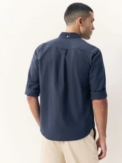 Bleu marine - Ajustement régulier - Chemise Oxford à manches longues