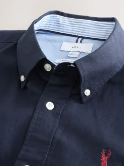Bleu marine - Ajustement régulier - Chemise Oxford à manches longues