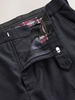 Bleu marine - Ajustement régulier - Pantalons Signature en 100 % laine avec ceinture Motion Flex