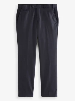 Bleu marine - Ajustement régulier - Pantalons Signature en 100 % laine avec ceinture Motion Flex