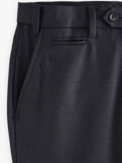 Bleu marine - Ajustement régulier - Pantalons Signature en 100 % laine avec ceinture Motion Flex