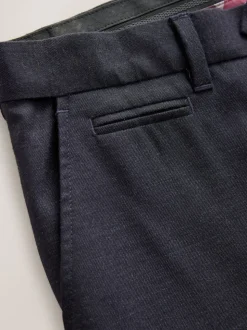 Bleu marine - Ajustement régulier - Pantalons Signature en 100 % laine avec ceinture Motion Flex